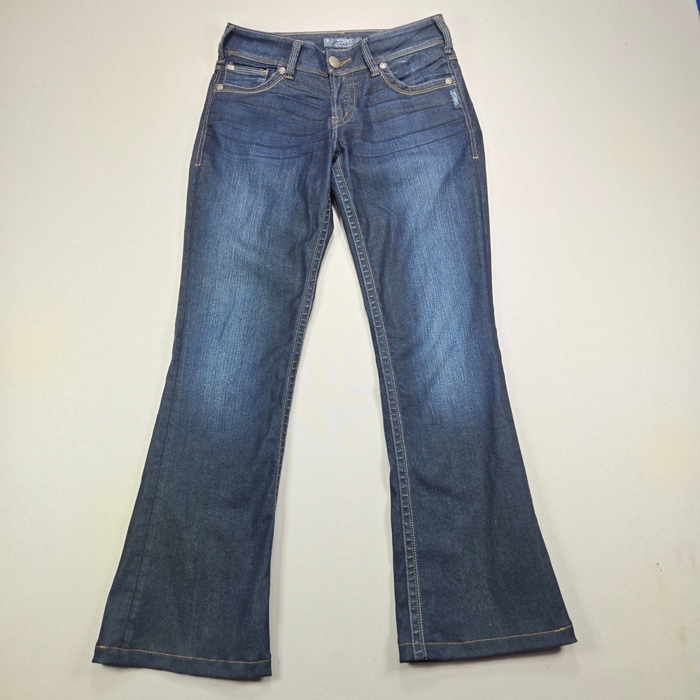 Silver Jeans Co. Bootcut Suki Mid Rise Stretch Dark Wash Blue Denim Womens 27x34